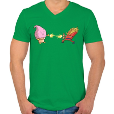 PRINTFASHION Dragonball kajaharc - Férfi V-nyakú póló - Zöld férfi póló