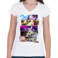PRINTFASHION DragonBall montage - Női V-nyakú póló - Fehér