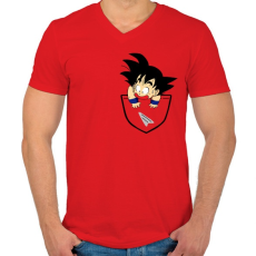 PRINTFASHION Dragonball Son Goku  - ZSEB - Férfi V-nyakú póló - Piros