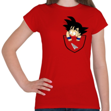 PRINTFASHION Dragonball Son Goku  - ZSEB - Női póló - Piros