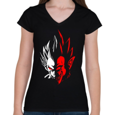 PRINTFASHION Dragonball - Vegita - Női V-nyakú póló - Fekete
