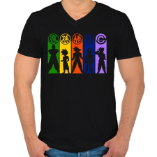 PRINTFASHION Dragonball Z harcosok - Férfi V-nyakú póló - Fekete férfi póló