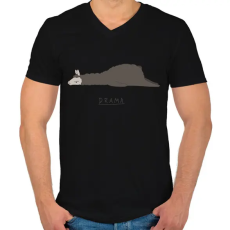 PRINTFASHION Drama  - Férfi V-nyakú póló - Fekete