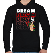 PRINTFASHION Dream felirat - Férfi kapucnis pulóver - Fekete férfi pulóver, kardigán