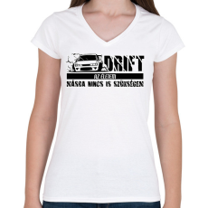 PRINTFASHION Drift az életem - Női V-nyakú póló - Fehér