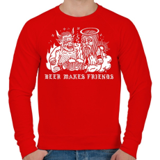 PRINTFASHION Drink beer for friends - Férfi pulóver - Piros
