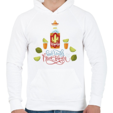 PRINTFASHION Drink Tequila  - Férfi kapucnis pulóver - Fehér férfi pulóver, kardigán