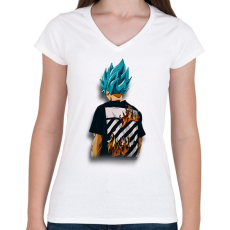 PRINTFASHION Drip Goku minta (Dragon Ball) - Női V-nyakú póló - Fehér