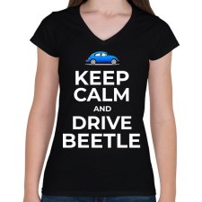 PRINTFASHION DRIVE BEETLE - Női V-nyakú póló - Fekete női póló