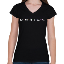 PRINTFASHION Droids - Női V-nyakú póló - Fekete női póló