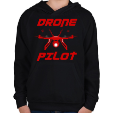PRINTFASHION DRONE PILOT - Gyerek kapucnis pulóver - Fekete