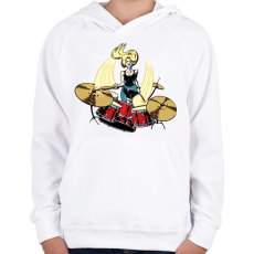 PRINTFASHION Drummer - Gyerek kapucnis pulóver - Fehér