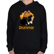 PRINTFASHION drummer - Gyerek kapucnis pulóver - Fekete gyerek pulóver, kardigán