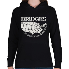 PRINTFASHION DS Bridges - Női kapucnis pulóver - Fekete női pulóver, kardigán