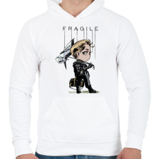 PRINTFASHION DS Fragile - Férfi kapucnis pulóver - Fehér