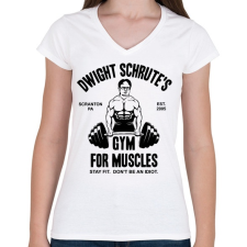 PRINTFASHION DS Hit the gym - Női V-nyakú póló - Fehér női póló
