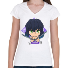 PRINTFASHION DS Inosuke - Női V-nyakú póló - Fehér női póló