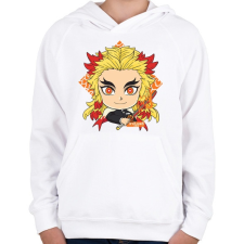 PRINTFASHION DS Kyojuro - Gyerek kapucnis pulóver - Fehér gyerek pulóver, kardigán
