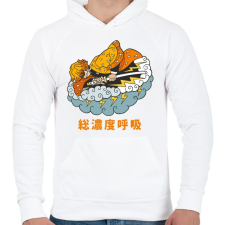 PRINTFASHION DS Tanjirou - Férfi kapucnis pulóver - Fehér férfi pulóver, kardigán