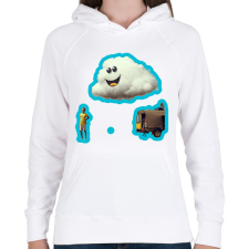 PRINTFASHION DSL Cloud Smiley #6 - Női kapucnis pulóver - Fehér női pulóver, kardigán