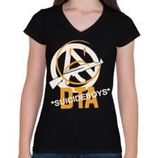 PRINTFASHION DTA SuicideboyS - Női V-nyakú póló - Fekete női póló