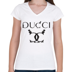 PRINTFASHION ducci.b - Női V-nyakú póló - Fehér
