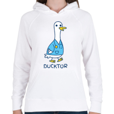 PRINTFASHION Ducktor - Női kapucnis pulóver - Fehér