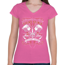PRINTFASHION Dugattyúk - Női V-nyakú póló - Rózsaszín női póló