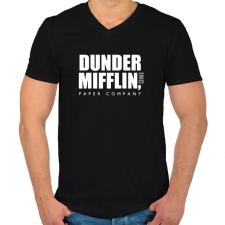 PRINTFASHION Dunder Mifflin - White - Férfi V-nyakú póló - Fekete férfi póló