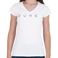 PRINTFASHION DUNE - Női V-nyakú póló - Fehér