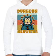 PRINTFASHION Dungeon meowster - Férfi kapucnis pulóver - Fehér