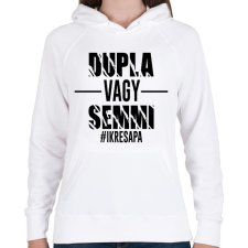 PRINTFASHION Dupla vagy semmi - #ikresapa - Női kapucnis pulóver - Fehér női pulóver, kardigán