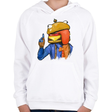 PRINTFASHION Durr Burger - Fortnite - Gyerek kapucnis pulóver - Fehér