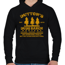 PRINTFASHION Dutton's Dude Ranch - Férfi kapucnis pulóver - Fekete férfi pulóver, kardigán