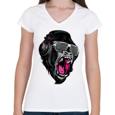 PRINTFASHION Dzsungel Party - Női V-nyakú póló - Fehér női póló