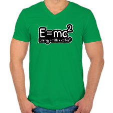 PRINTFASHION E=mc2 - Férfi V-nyakú póló - Zöld férfi póló