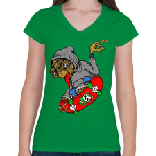 PRINTFASHION E.T. on the board - Női V-nyakú póló - Zöld női póló