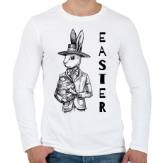 PRINTFASHION Easter - Elegáns nyúl - Férfi hosszú ujjú póló - Fehér