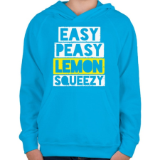 PRINTFASHION Easy peaasy - Gyerek kapucnis pulóver - Azúrkék gyerek pulóver, kardigán
