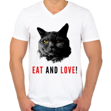 PRINTFASHION Eat and love - Férfi V-nyakú póló - Fehér