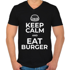 PRINTFASHION EAT BURGER - Férfi V-nyakú póló - Fekete férfi póló