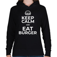 PRINTFASHION EAT BURGER - Női kapucnis pulóver - Fekete