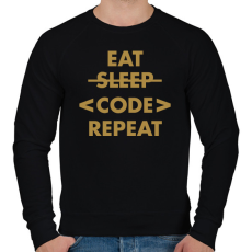 PRINTFASHION Eat, Code, Repeat - Férfi pulóver - Fekete