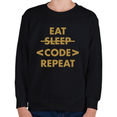 PRINTFASHION Eat, Code, Repeat - Gyerek pulóver - Fekete