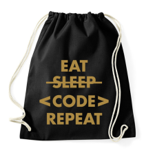 PRINTFASHION Eat, Code, Repeat - Sportzsák, Tornazsák - Fekete tornazsák