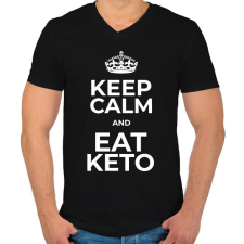 PRINTFASHION EAT KETO - Férfi V-nyakú póló - Fekete férfi póló