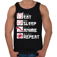 PRINTFASHION Eat, Sleep, Anime, Repeat - Férfi atléta - Fekete