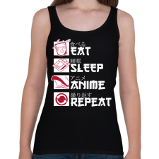 PRINTFASHION Eat, Sleep, Anime, Repeat - Női atléta - Fekete női trikó