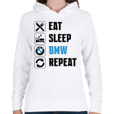 PRINTFASHION Eat Sleep Bmw - Női kapucnis pulóver - Fehér