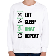 PRINTFASHION Eat, sleep, Chat, Repeat - Gyerek pulóver - Fehér gyerek pulóver, kardigán